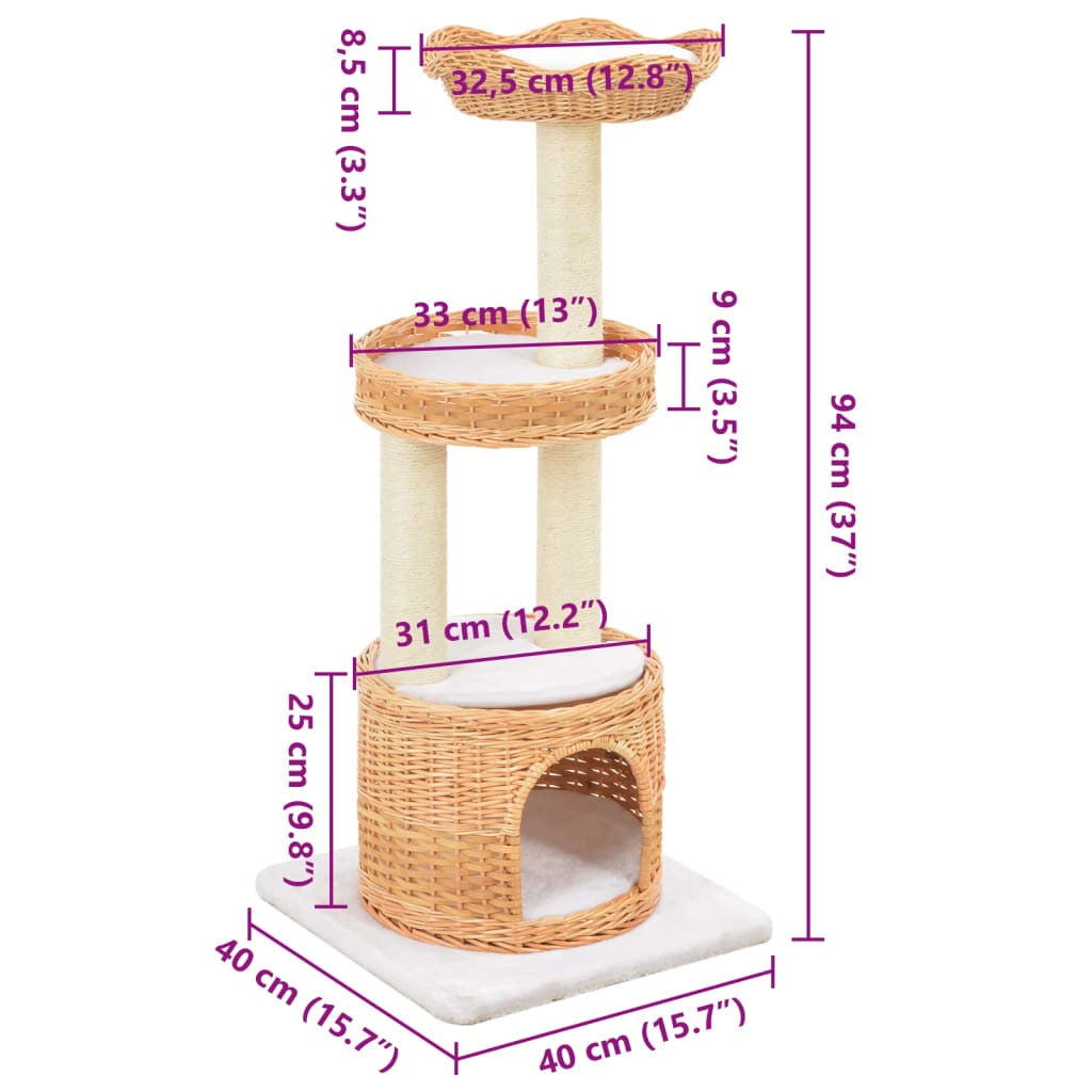 Weidenholz Kratzbaum Sisal 94 Cm Katzenbaum Katzenkratzbau