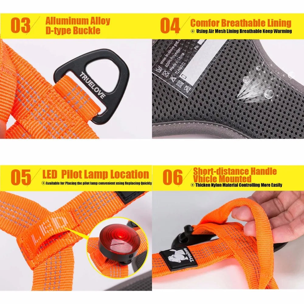 Dog Harness Reflective No Pull Small Medium Large Vest Quick Adjustbale Matching Leash Collar Training Running TLH6071